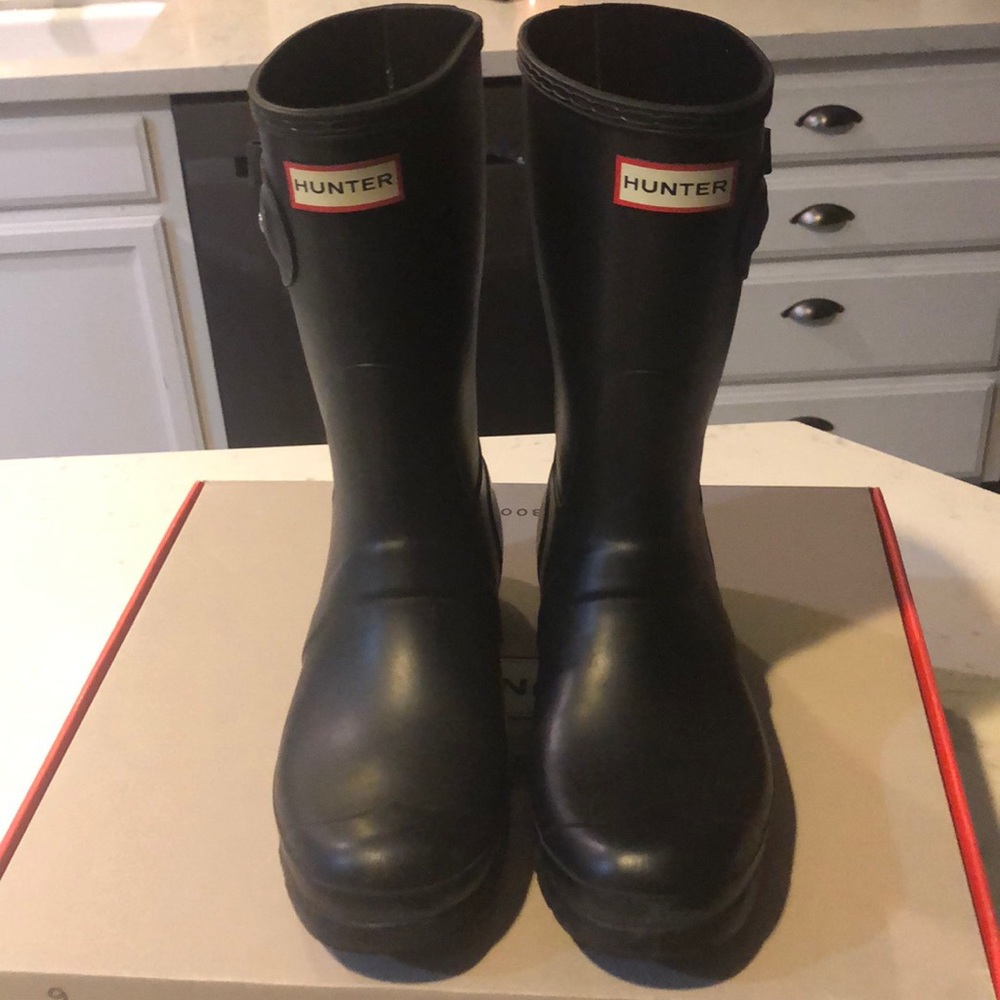 Matte Black Short Hunter Rain boots